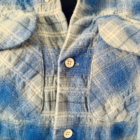 Pendleton Blue & Gray Wool Plaid Short Sleeve Board Shirt Size XS - Picture 4 of 10
